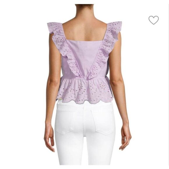 Koko + Mason eyelet lilac ruffle peplum top Medium - Picture 2 of 6